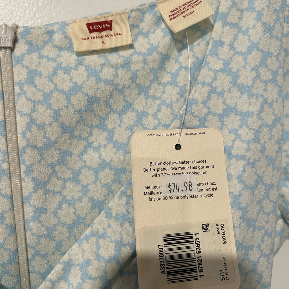Levi's Flowers Blue Dress with Front Tie - Picture 2 of 3